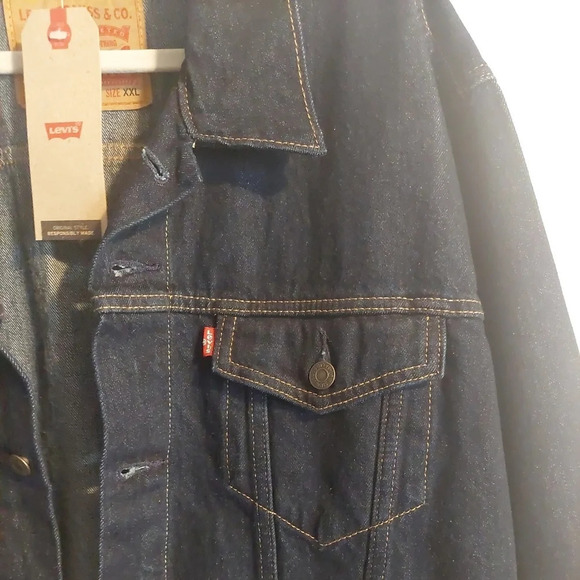 Levi's Trucker Jean Jacket in Indigo Blue Mens XXL New Classic Streetwear - Picture 7 of 9